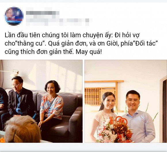 Rộ tin Hoa hậu Ngọc Hân bí mật làm lễ dạm ngõ với bạn trai nhiều năm qua hình ảnh người thân đăng tải - Ảnh 2.