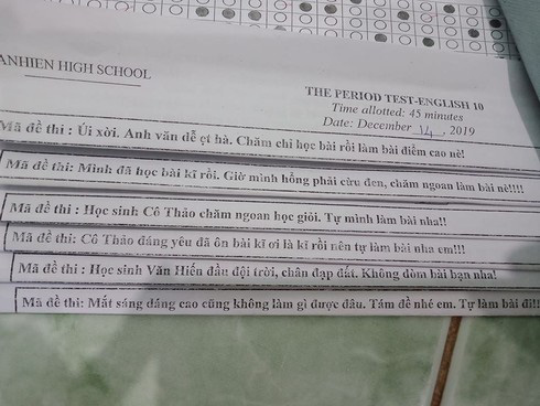 Không biết nên khóc hay cười với mã đề thi &quot;đánh đố&quot; đầy ngọt ngào của cô giáo &quot;Úi xời, Anh văn dễ ẹc&quot;, &quot;Da sáng dáng cao tự làm đi&quot; - Ảnh 1.