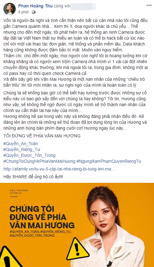 Hàng loạt sao Việt lên tiếng bảo vệ Văn Mai Hương: Đã đến lúc phải đấu tranh cho quyền riêng tư một cách mạnh mẽ! - Ảnh 9. Hàng loạt sao Việt lên tiếng bảo vệ Văn Mai Hương: Đã đến lúc phải đấu tranh cho quyền riêng tư một cách mạnh mẽ! - Ảnh 9.
