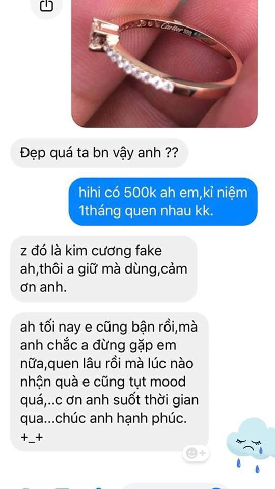 Vụ bạn gái chia tay vì mua nhẫn 80 triệu nói dối 500 nghìn: Chàng trai hạ giá, bán lại thành công! - Ảnh 1.