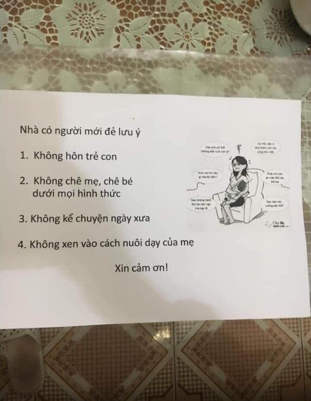 Xôn xao vì bảng nội quy đến thăm gái đẻ, hội chị em lưu gấp để sau này còn học tập - Ảnh 1.