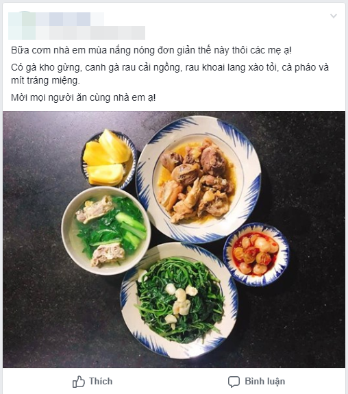 Khoe mâm cơm dễ nấu dễ ăn ngày nắng nóng, ai ngờ vợ trẻ lại bị chị em tuýt còi vì bát canh - Ảnh 1. Khoe mâm cơm dễ nấu dễ ăn ngày nắng nóng, ai ngờ vợ trẻ lại bị chị em tuýt còi vì bát canh - Ảnh 1.