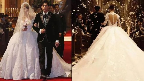 Những chiếc váy cưới của sao Hoa Ngữ: Xa hoa nhất là của Angelababy trong khi Lâm Y Thần lại khiêm tốn, không khoa trương - Ảnh 4. Những chiếc váy cưới của sao Hoa Ngữ: Xa hoa nhất là của Angelababy trong khi Lâm Y Thần lại khiêm tốn, không khoa trương - Ảnh 4.