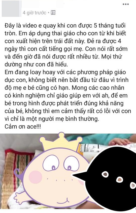 Khoe con biết gọi mẹ từ lúc 4 ngày tuổi, thai giáo từ khi mới có bầu, mẹ trẻ bị chị em gạch đá tới tấp vì chém gió - Ảnh 1.