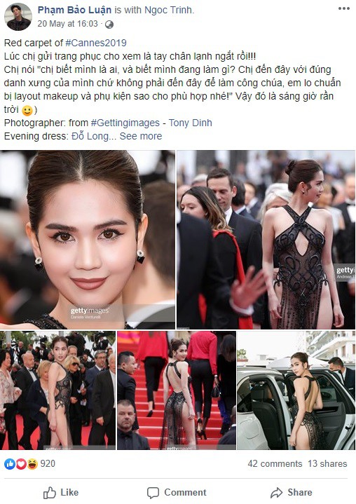 Stylist bộ đầm thị phi mà Ngọc Trinh mặc tại Cannes: Lúc chị gửi trang phục cho xem là tay chân lạnh ngắt rồi - Ảnh 1. Stylist bộ đầm thị phi mà Ngọc Trinh mặc tại Cannes: Lúc chị gửi trang phục cho xem là tay chân lạnh ngắt rồi - Ảnh 1.