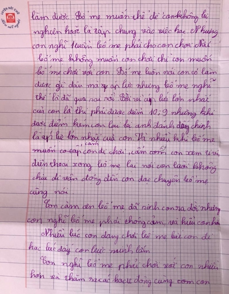 Cậu bé lớp 4 viết thư phản đối áp lực điểm 10 khiến cha mẹ lặng người - Ảnh 2.
