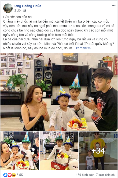 Không hổ danh ông bố vàng trong làng giải trí, Ưng Hoàng Phúc gây xúc động với thư gửi con chung, con riêng nhân ngày 1/6 - Ảnh 1. Không hổ danh ông bố vàng trong làng giải trí, Ưng Hoàng Phúc gây xúc động với thư gửi con chung, con riêng nhân ngày 1/6 - Ảnh 1.