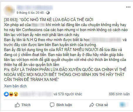 Nữ sinh một trường đại học lớn ở HN bị tố lừa đảo, vay tiền không trả, bán hàng giả, phó trưởng khoa chính thức lên tiếng - Ảnh 1. Nữ sinh một trường đại học lớn ở HN bị tố lừa đảo, vay tiền không trả, bán hàng giả, phó trưởng khoa chính thức lên tiếng - Ảnh 1.