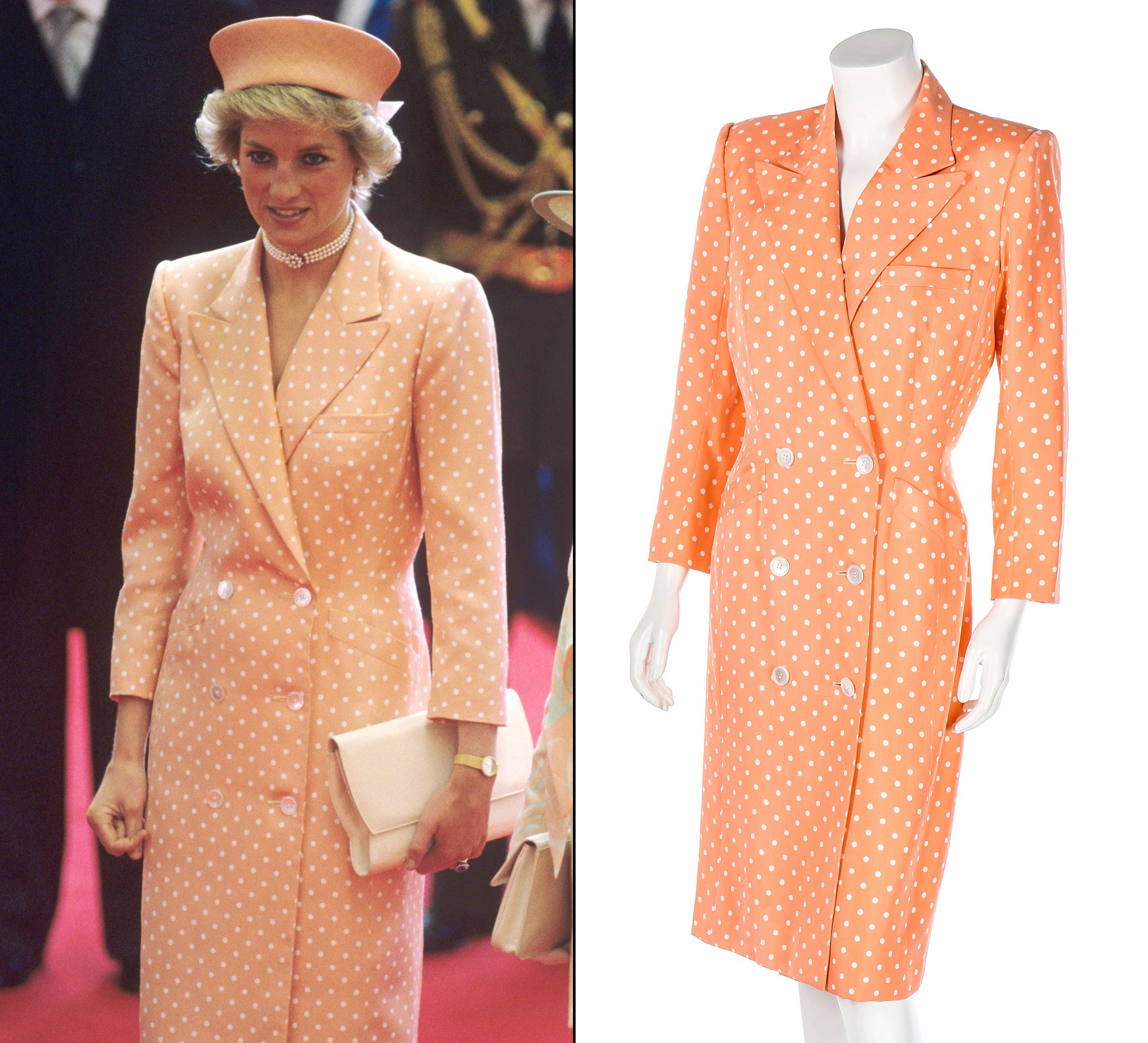 Princess-Diana-Dress-Auction-Peach-Coatdress