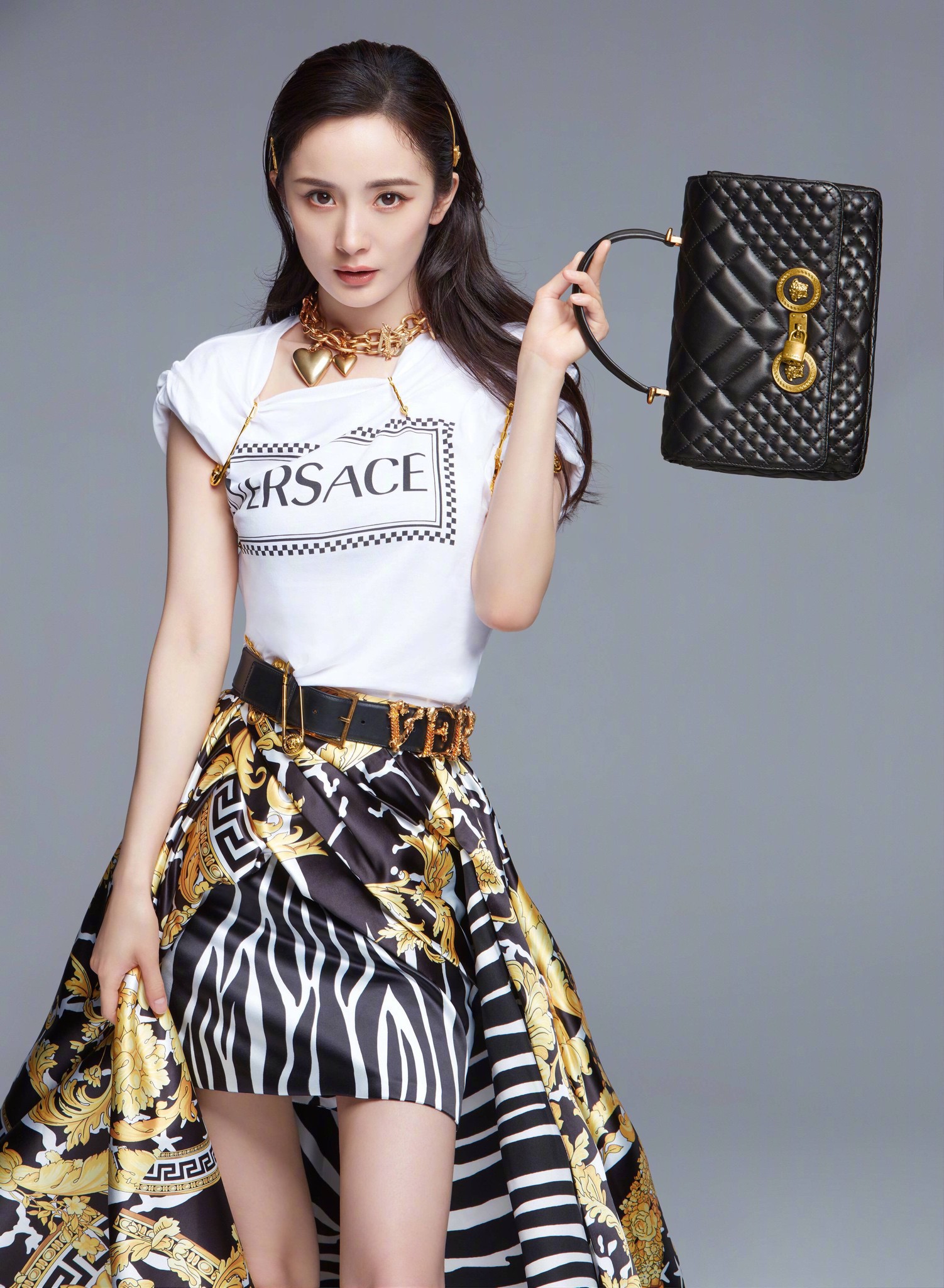 Chân váy xoè versace hoa văn đẹp sang chảnh like auth size S M L Giá t   lien fashion