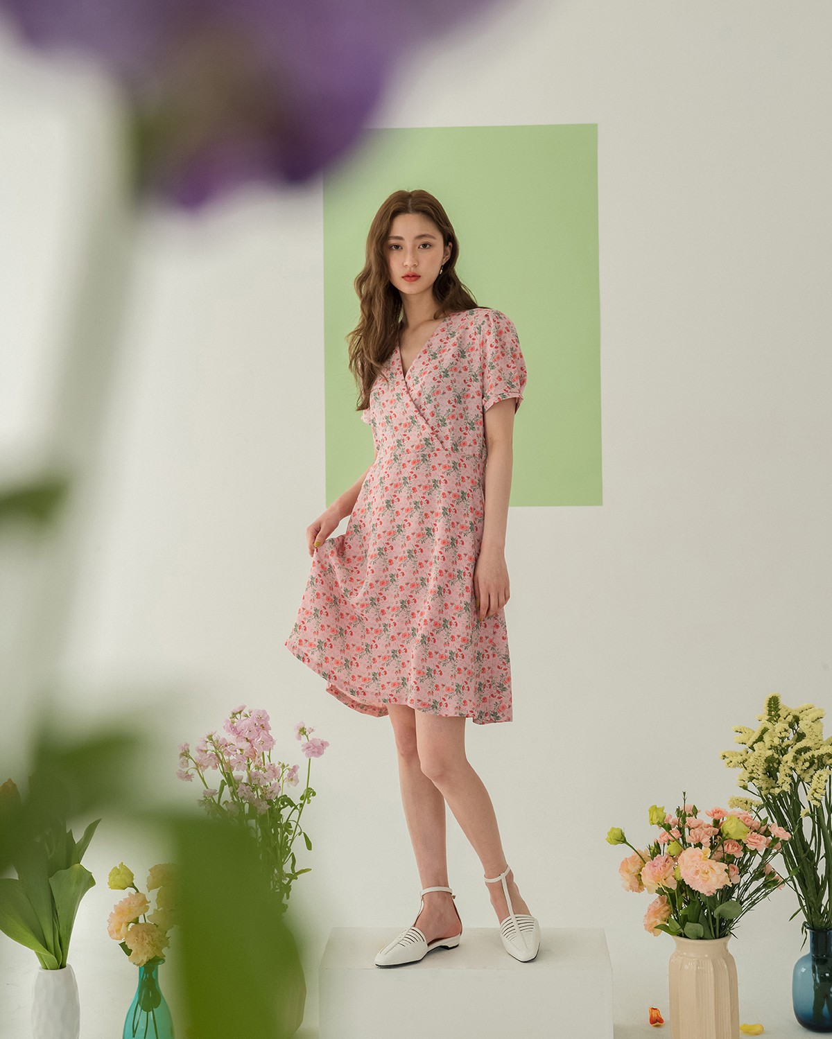 Váy hoa cổ chữ V nữ xuân hè 2021 phiên bản Hàn Quốc  Cao Nhung Store