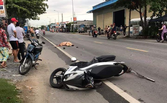 Tiền Giang: Thượng úy cảnh sát giao thông bị xe container cán tử vong tại chỗ - Ảnh 1.