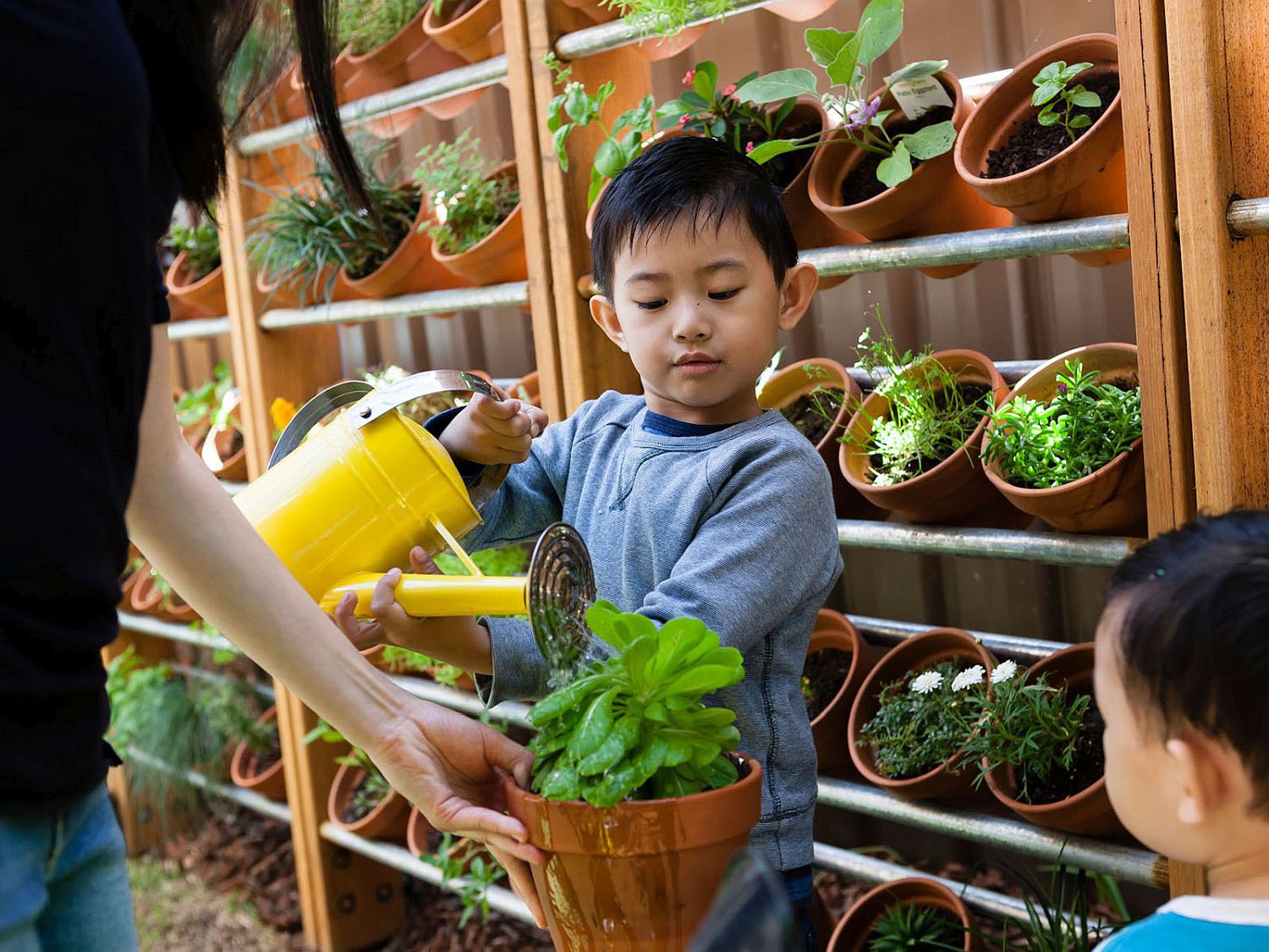 Entire-family-tends-to-the-innovative-herb-garden