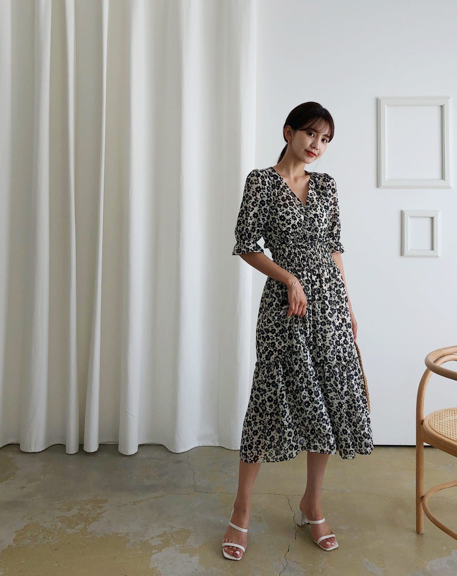 Váy Hoa Nhí Dáng Dài Cổ Vuông - khuyến mại giá rẻ mới nhất tháng 3【Big Sale】