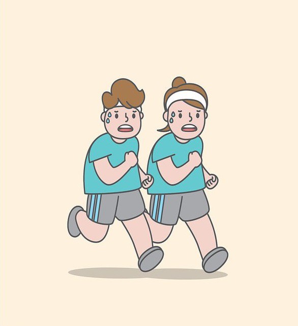 jogging-fat-couple-illustration-vector-on-yellow-background-exercise-concept-paladjai