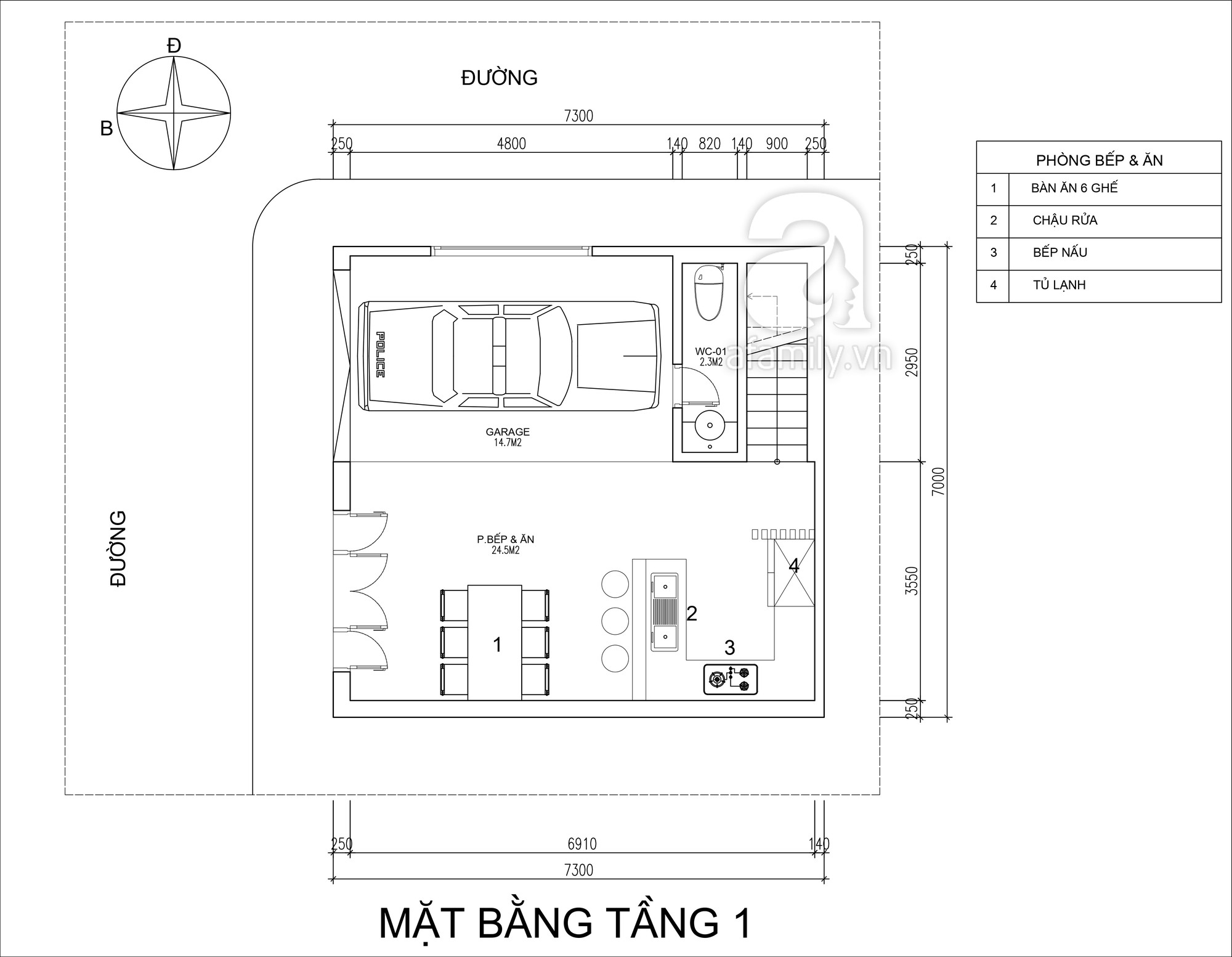 Tư vấn thiết kế nhà ở cho gia đình diện tích 7x7.3m2 với chi phí 1 ...