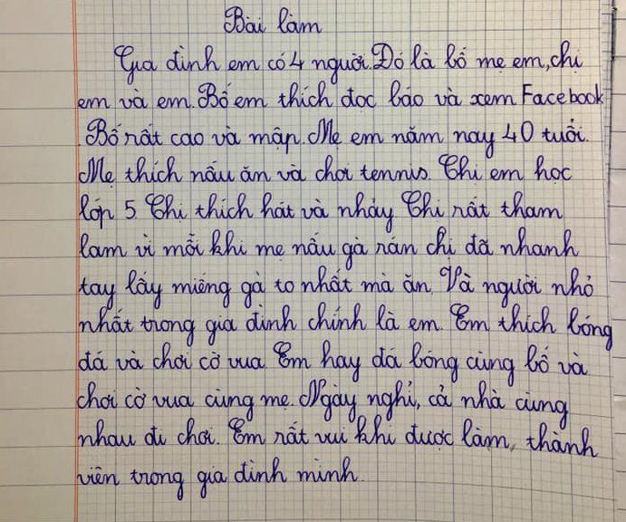 Các mẹ dở khóc dở cười kể con nhỏ tập làm văn: Khoe ông già rồi 