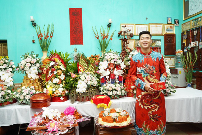 &quot;Cặp đôi vàng trong làng cầu thủ&quot; Duy Mạnh - Quỳnh Anh tổ chức lễ ăn hỏi hoành tráng, dàn khách mời khiến ai cũng phấn khích - Ảnh 3.