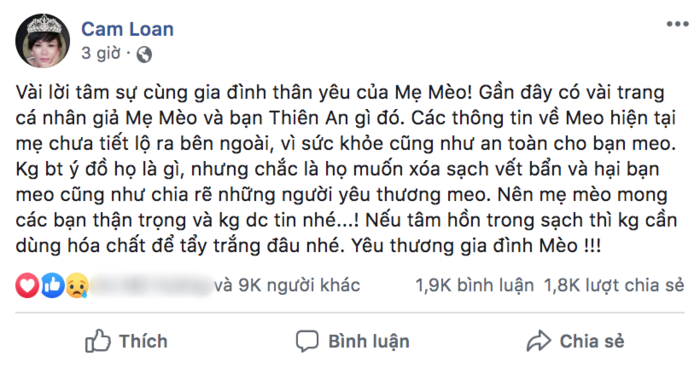 Mẹ Jack bất ngờ đăng đ&agrave;n tố c&aacute;o bị giả Facebook, n&oacute;i điều g&acirc;y sốc về Thi&ecirc;n An - bạn g&aacute;i tin đồn của con trai  - Ảnh 2.