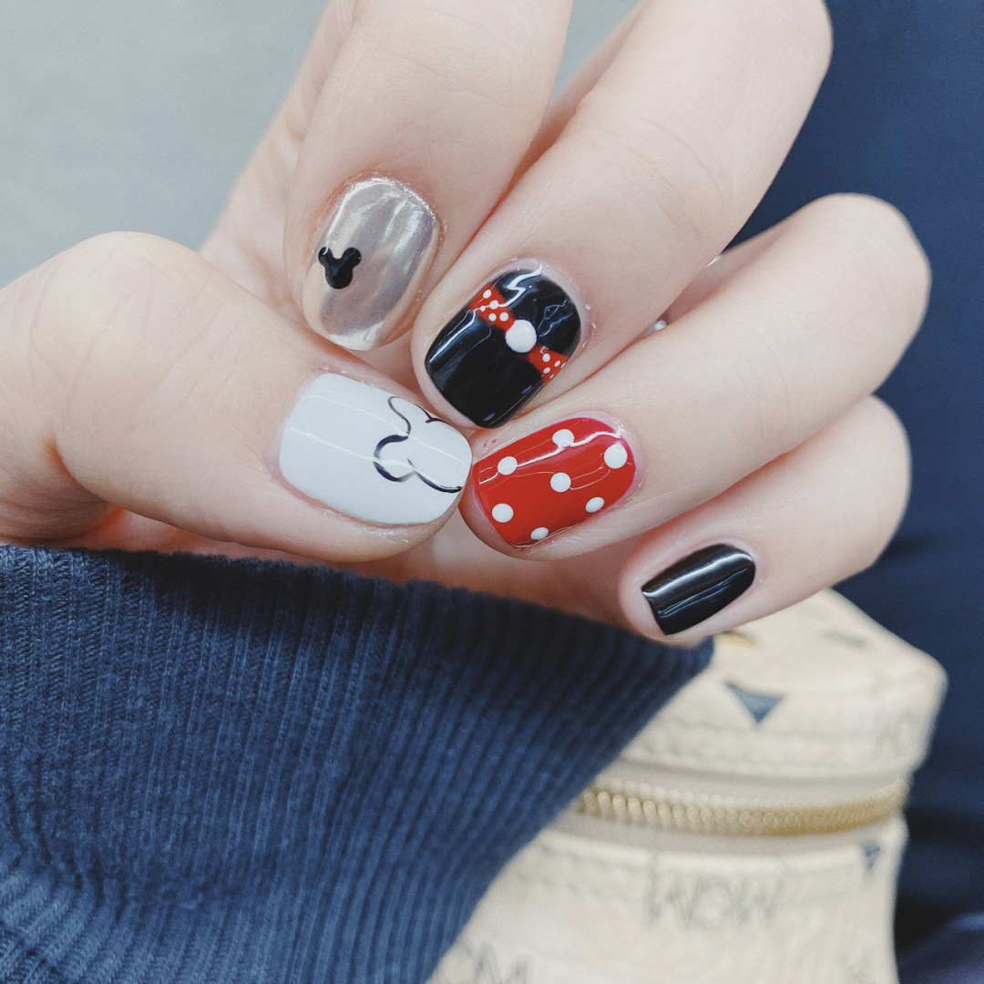 Nail vẽ chuột Mickey Mini | 캐릭터 네일 | character nail | Manicura de uñas,  Esmalte de uñas de gel, Hacer uñas de gel