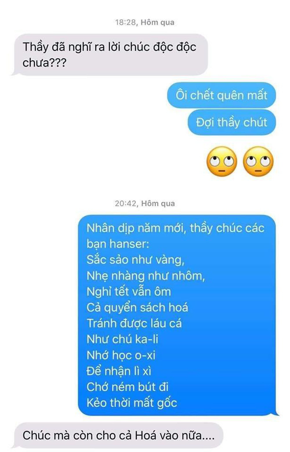 Hớn hở nhắc thầy giáo nhớ chúc Tết độc đáo, học sinh nhận ngay cái kết đắng lòng với lời hồi đáp nghe thôi đã ám ảnh  - Ảnh 2.