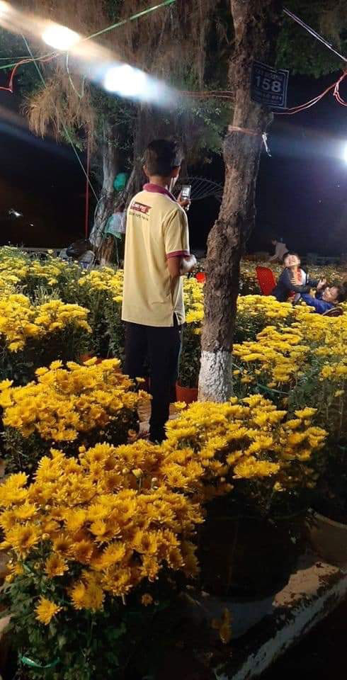 Người cha nghèo dùng điện thoại chụp ảnh cho 2 con trong vườn hoa đón Tết, khoảnh khắc giản dị nhưng khiến ai nhìn cũng xúc động rưng rưng - Ảnh 1.