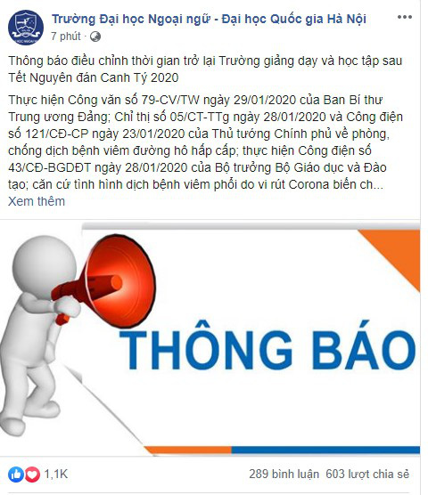 Sau Đại học Bách khoa, hàng loạt trường đại học cho sinh viên nghỉ học thêm 1 tuần vì lo ngại lây lan của dịch bệnh Corona - Ảnh 6.