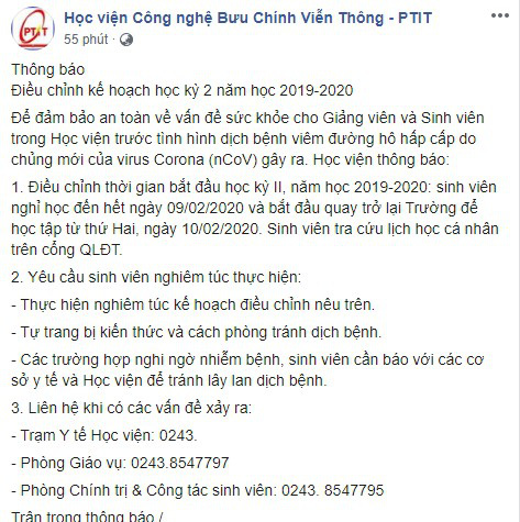 Sau Đại học Bách khoa, Học viện Báo chí và Tuyên truyền cho sinh viên nghỉ học thêm 1 tuần vì lo ngại lây lan của dịch bệnh Corona - Ảnh 3.