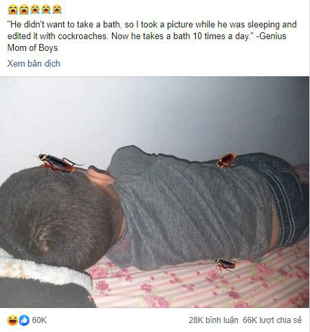 Bà mẹ cao tay chụp ảnh con trai đang ngủ và photoshop cả đàn gián xung quanh để trị ngay thói lười tắm của con  - Ảnh 3.