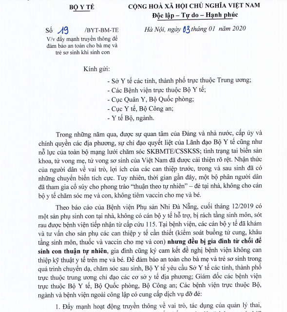 Bộ Y tế: Sinh con 'thuận tự nhiên' là phản khoa học, dễ tử vong cả mẹ và bé - Ảnh 1.