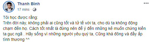 Hậu ly hôn Ngọc Lan, Thanh Bình gây bất ngờ với dòng chia sẻ &quot;trên đời này, không phải ai cũng tốt và tử tế với ta&quot; - Ảnh 2.