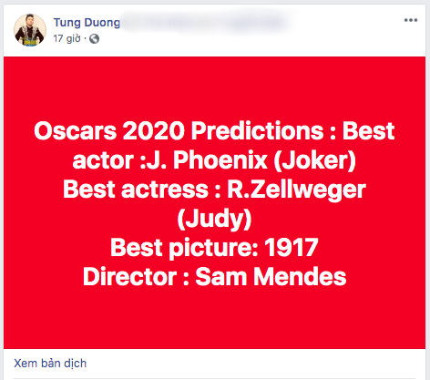 Tùng Dương cũng dự đoán Oscar nhưng viết sai tên phim, chỉnh sửa đến 6 lần  - Ảnh 2.