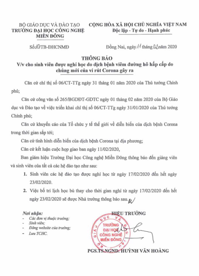 CẬP NHẬT: Danh sách 6 trường đại học tiếp tục cho sinh viên nghỉ học đợt 3, có trường kéo dài kỳ nghỉ đến đầu tháng 3 - Ảnh 1. CẬP NHẬT: Danh sách 6 trường đại học tiếp tục cho sinh viên nghỉ học đợt 3, có trường kéo dài kỳ nghỉ đến đầu tháng 3 - Ảnh 1.