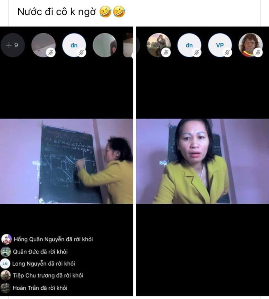 Dạy online trong thời gian không tới trường, cô giáo đang say sưa giảng bài thì gặp cảnh tượng không đỡ nổi từ hội 