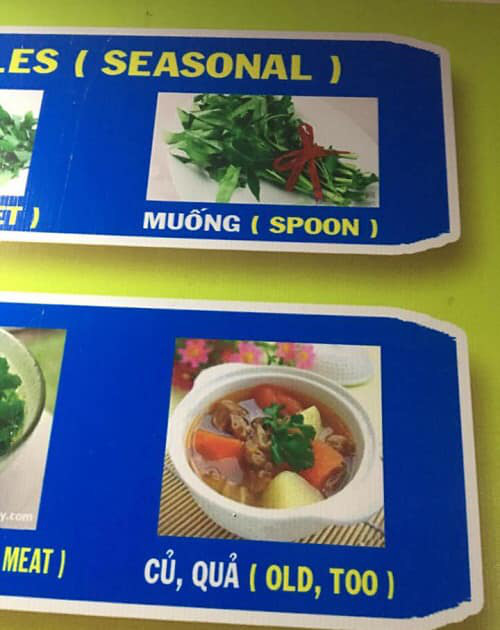 Cười đau bụng với menu tiếng Anh bá đạo made by chị Google, 99% không biết 