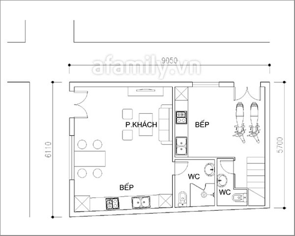 Thiết kế hợp lý nhà hai mặt ngõ 54 mét vuông