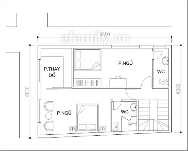 Thiết kế hợp lý nhà hai mặt ngõ 54 mét vuông