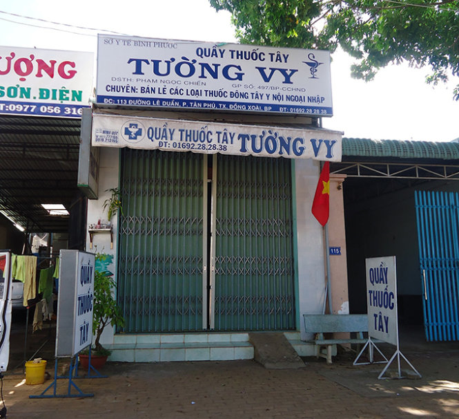 Quầy thuốc Tây Tường Vy đã đóng cửa sau khi chủ Phạm Thị Ngọc Chiến bị bắt - Ảnh: Nhất Nguyên