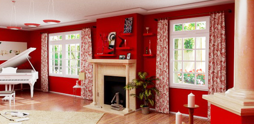 Đẹp ngỡ ngàng phòng khách trắng - đỏ