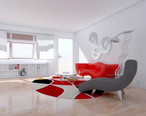 Đẹp ngỡ ngàng phòng khách trắng - đỏ