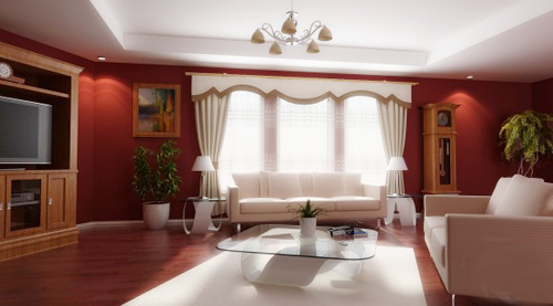 Đẹp ngỡ ngàng phòng khách trắng - đỏ