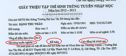 Công khai điểm thi của HH Đặng Thu Thảo 