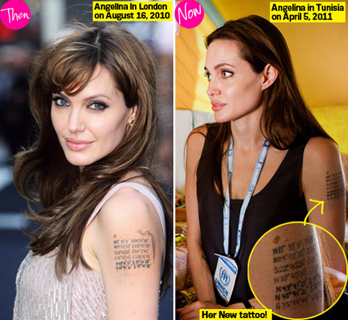 Giải mã 8 hình xăm lớn trên lưng và cánh tay Angelina Jolie