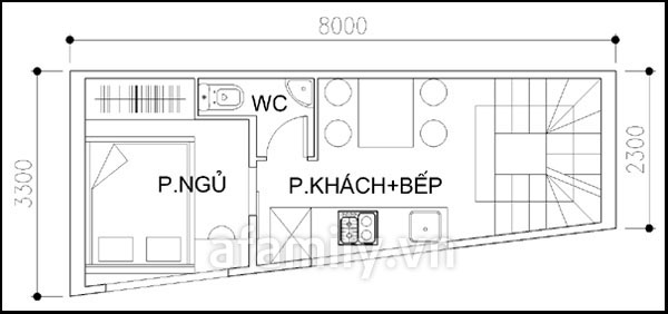 Thiết kế nhà 22 mét vuông thoáng đẹp