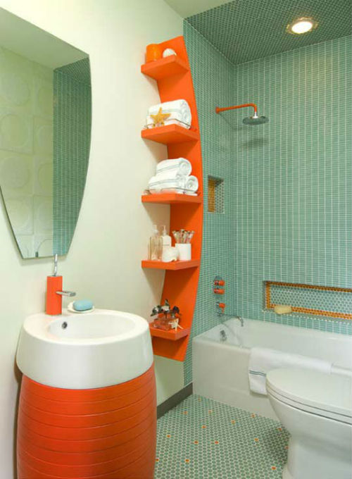 Phòng tắm màu cam ấn tượng