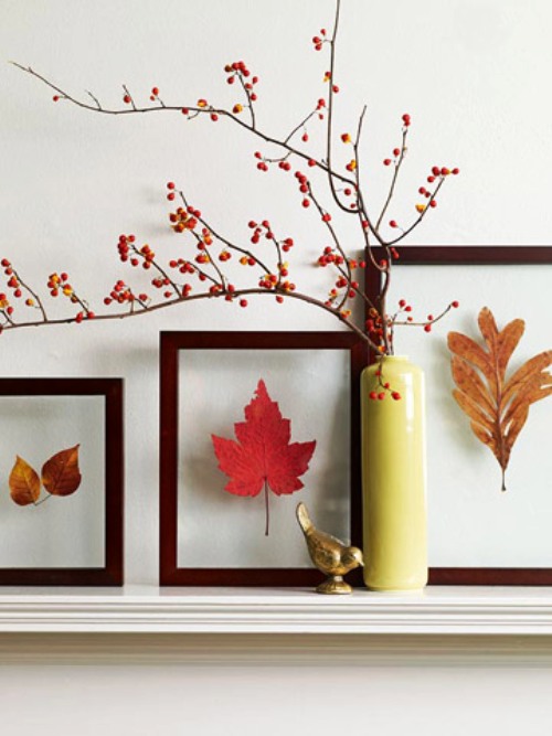 Khung tranh lá mùa thu trang trí nhà