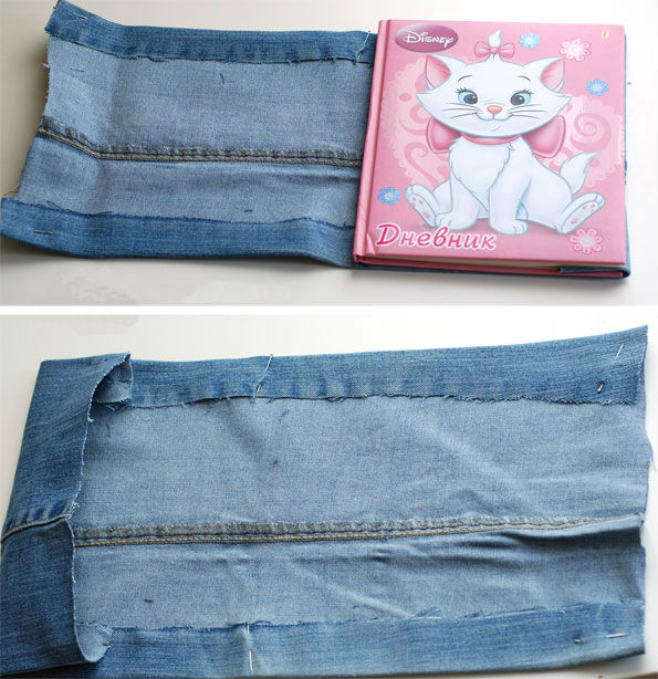 Tái chế quần jeans thành bọc sổ đáng yêu