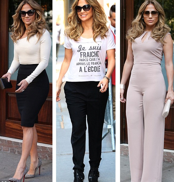 Jennifer Lopez thay 4 bộ đồ trong 1 ngày