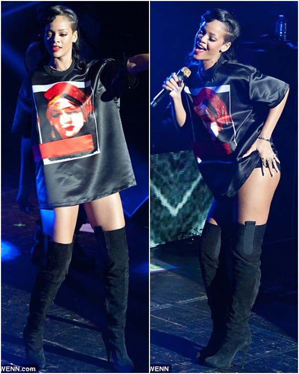 Rihanna gây ấn tượng bằng áo họa tiết lạ 4
