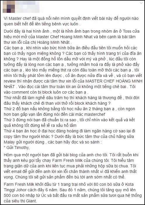 Hết đồ ăn bị chê, giờ tới tâm thư gửi khách hàng của Minh Nhật cũng bị tố đạo nhái - Ảnh 3.